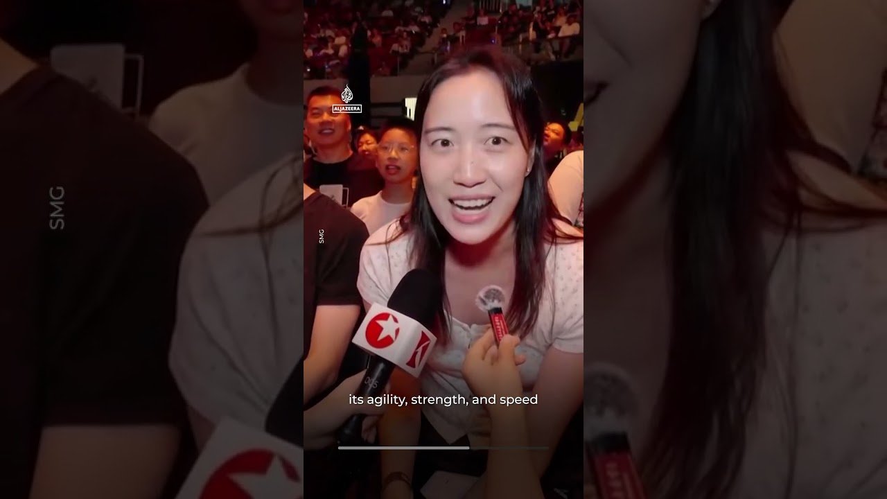 Humanoid robots fight in cage match in Shanghai