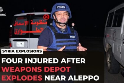 Powerful explosions at Syrian army site near Aleppo injure at least four