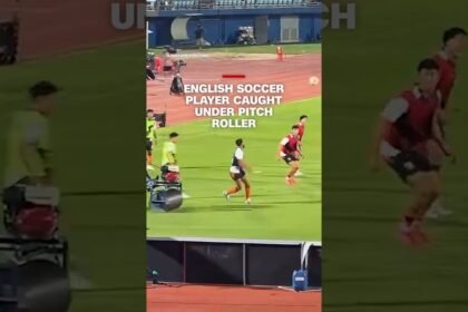 English Soccer Player caught under pitch roller