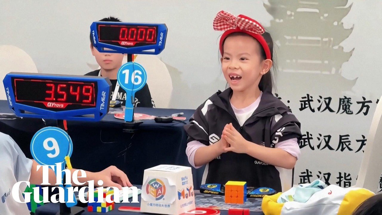 Six-year-old breaks women's world Rubik's Cube record