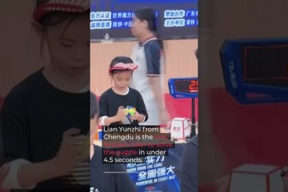 Six-year-old sets Rubik’s Cube world record twice in three days | AJ #shorts