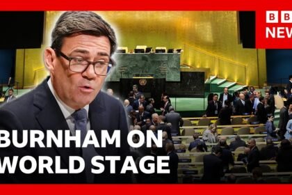 Andy Burnham gives first United Nations speech as UK PM | BBC News