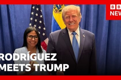 Trump meets US-backed Venezuelan president for first time since Maduro seized | BBC News