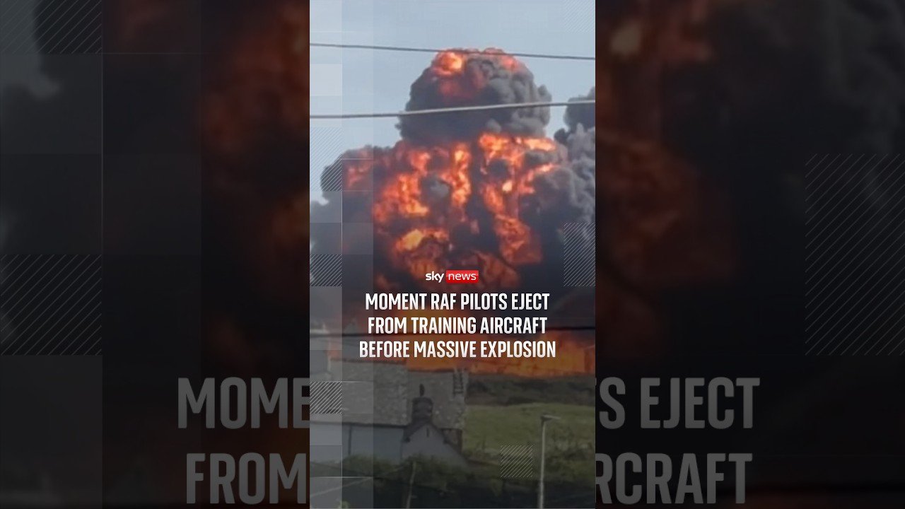 Moment RAF pilots eject from training aircraft before massive explosion