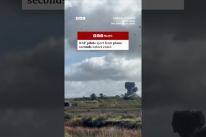 Two RAF pilots ejected from their plane moments before their training aircraft crashed. #BBCNews