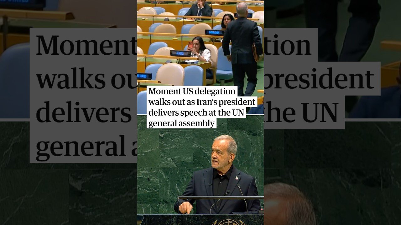Moment US delegation walks out as Iran's president delivers speech at the UN general assembly
