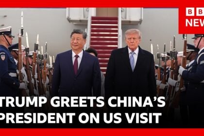 President Xi greeted by Donald Trump as he rolls out red carpet for Chinese leader | BBC News