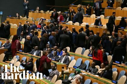 UN delegates walk out as Benjamin Netanyahu prepares to address general assembly