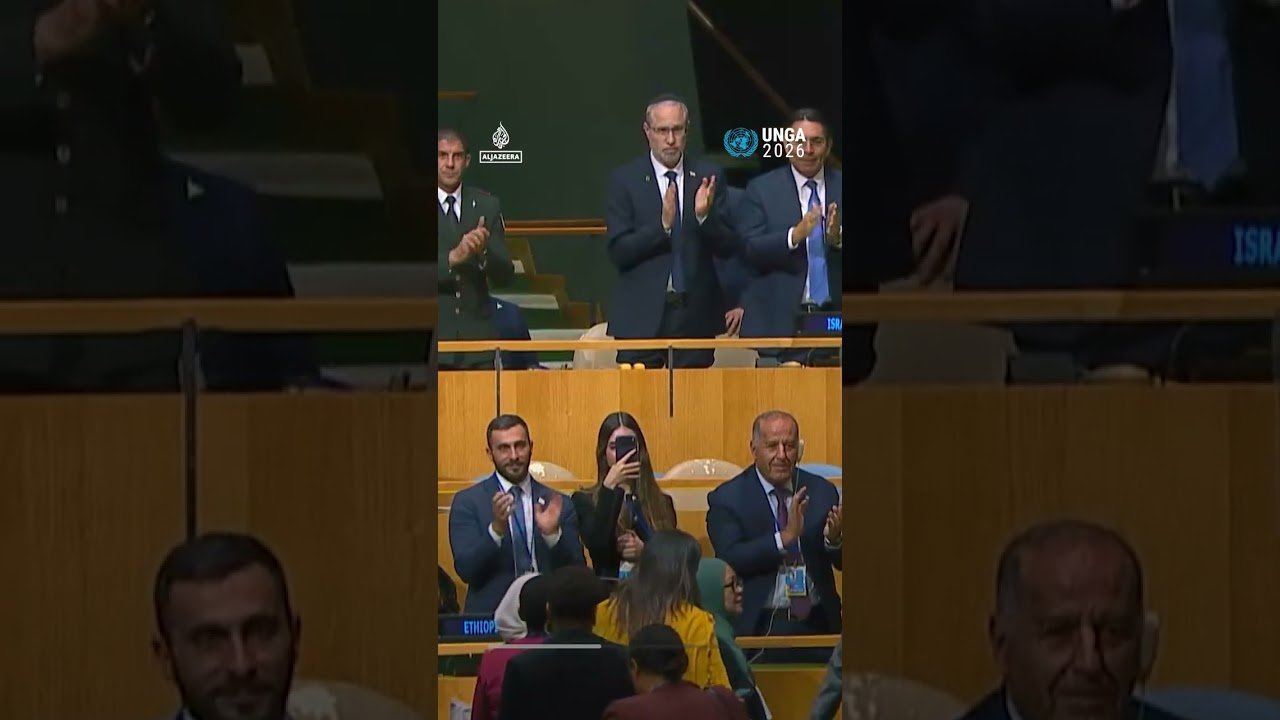 Delegates walk out of Netanyahu’s UN speech | AJ #shorts