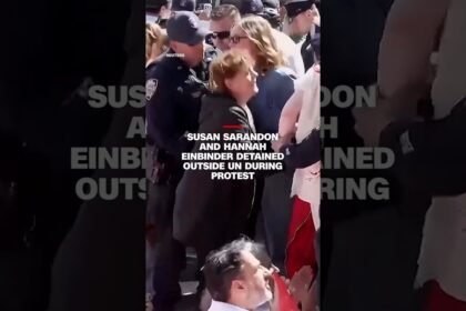 Susan Sarandon and Hannah Einbinder detained outside UN during protest