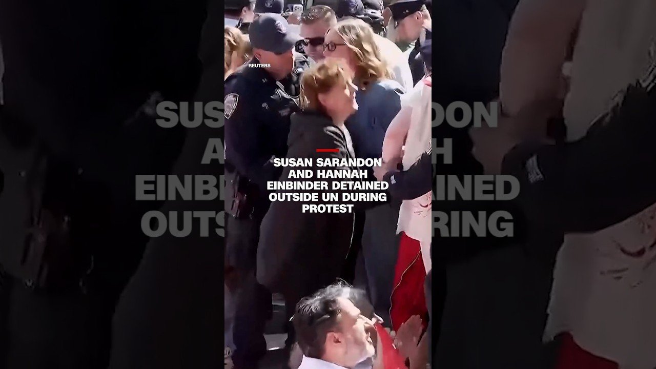 Susan Sarandon and Hannah Einbinder detained outside UN during protest