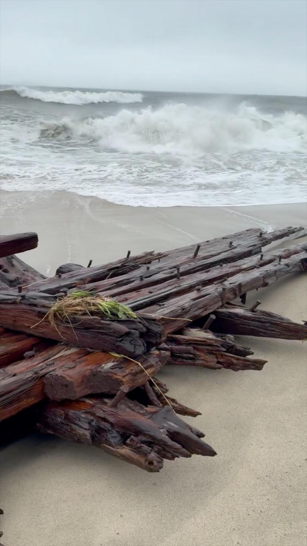 Shipwreck found on Nantucket beach during storm