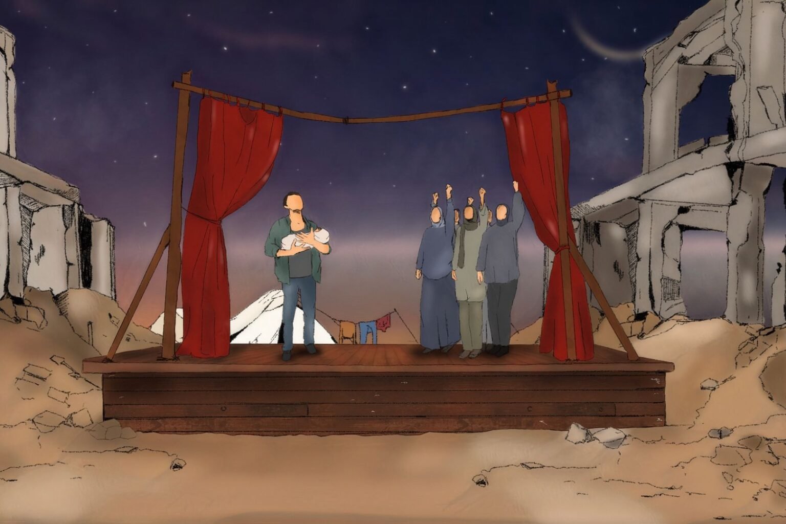 In Gaza, actors perform a war they are still living