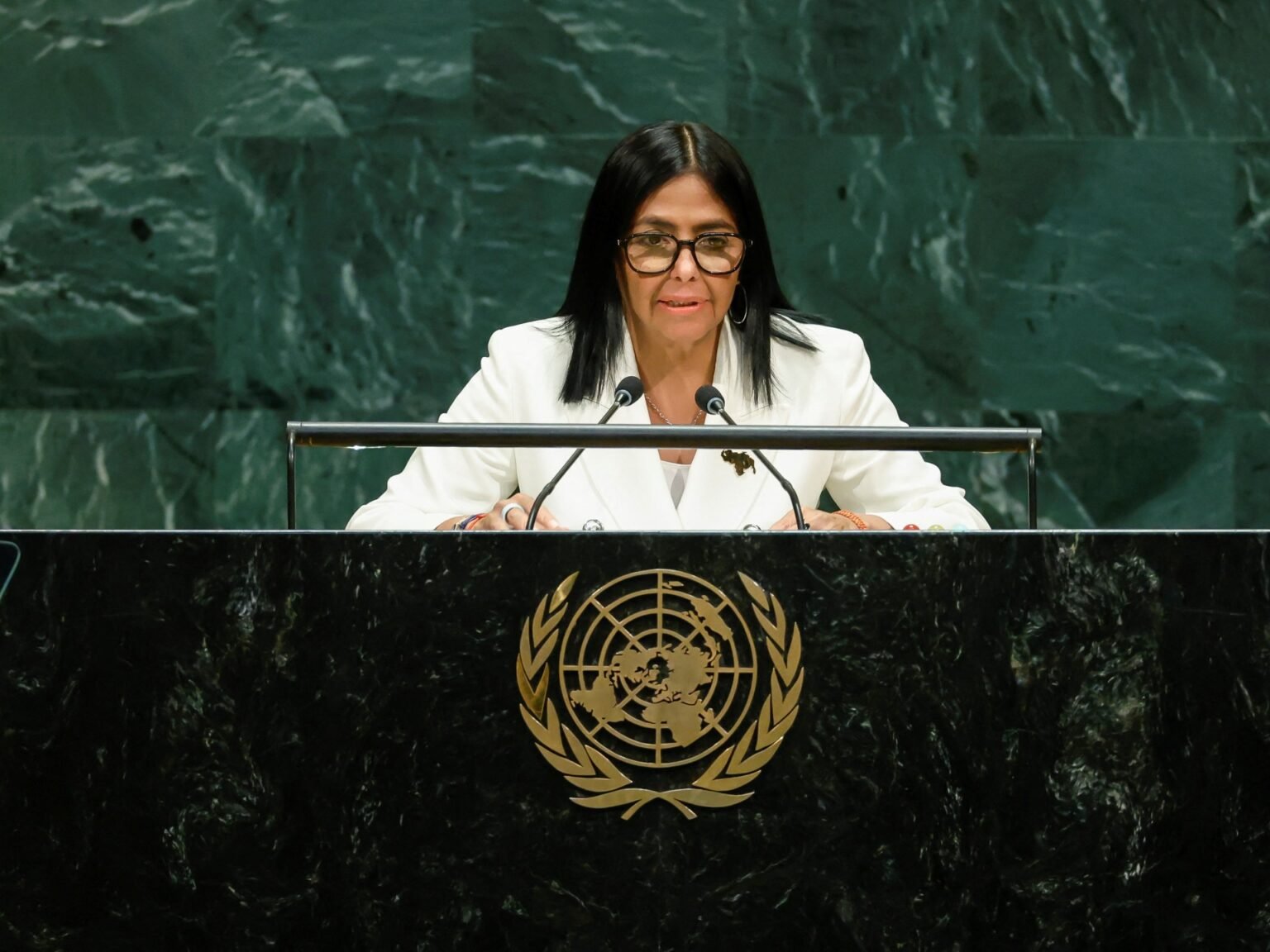 Venezuela’s Delcy Rodriguez promises elections at UN, gives no date