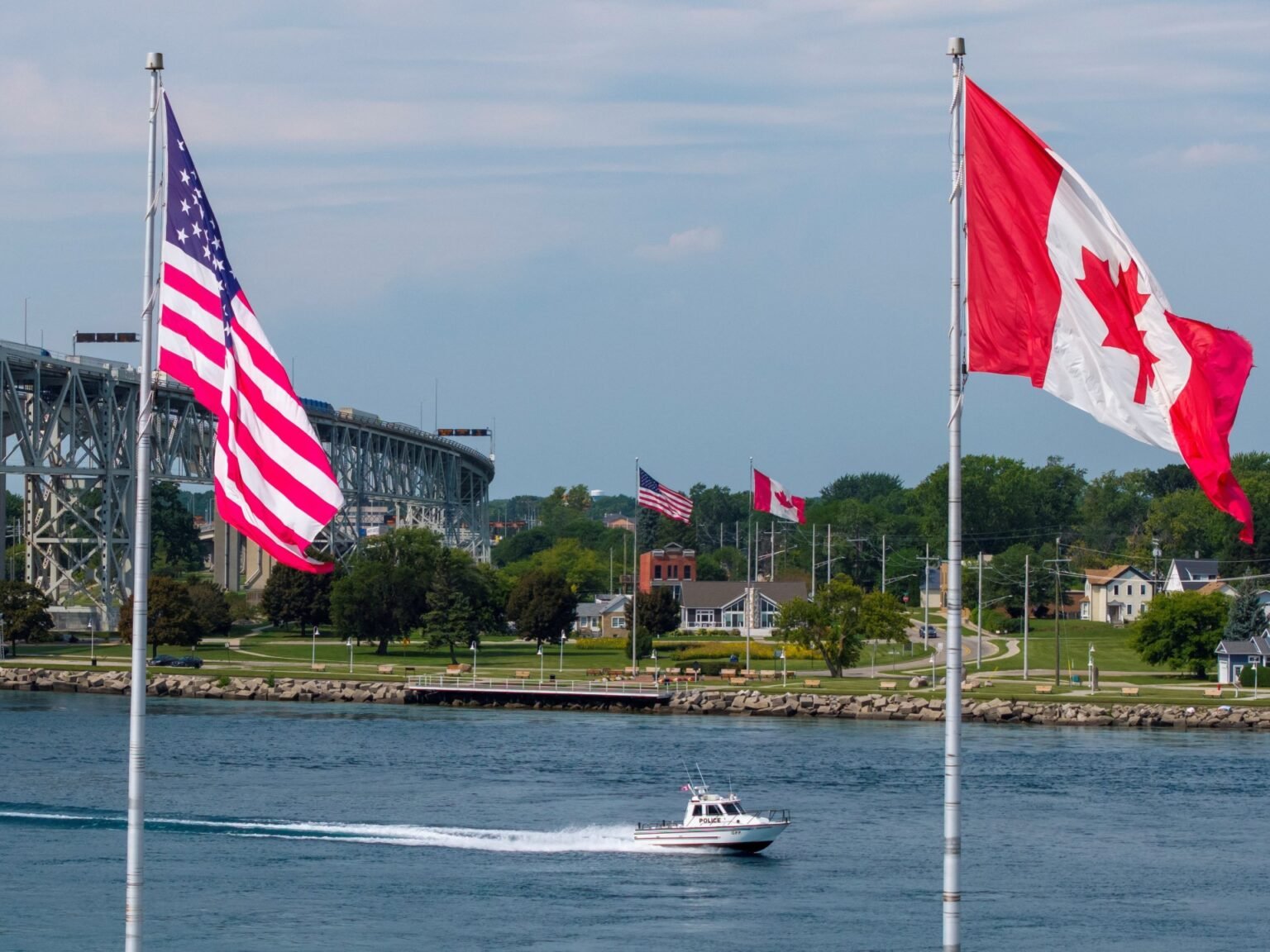 US ban on $1bn of Canadian goods takes effect in Trump’s latest retaliation