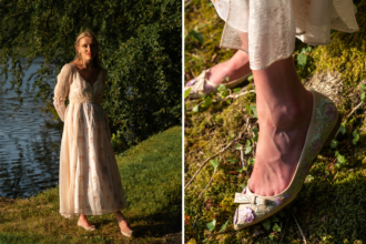 ‘Sense and Sensibility’ Inspires Handcrafted Apparel Collection From Designer Sarah Flint, Featuring Embroidered Heels and Painted Scarves
