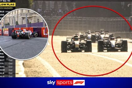 Final lap drama as Russell JUST beats Verstappen to victory in Baku!
