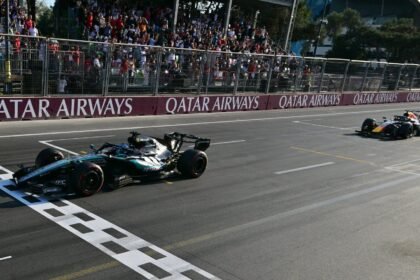 Russell holds off Verstappen to win by 0.1s in thrilling Azerbaijan GP finale