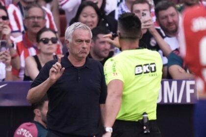 Furious Mourinho holds up pictures of ref errors after Madrid derby defeat