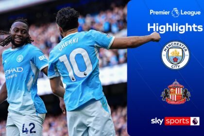 Man City go top after winning EIGHT-goal thriller against Sunderland