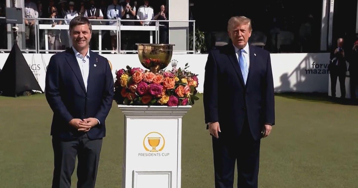 Trump attends Presidents Cup; dueling protests held outside country club