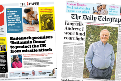 The Papers: Badenoch's 'Britannia Dome' and 'King tells Andrew 'I won't fund court fight''