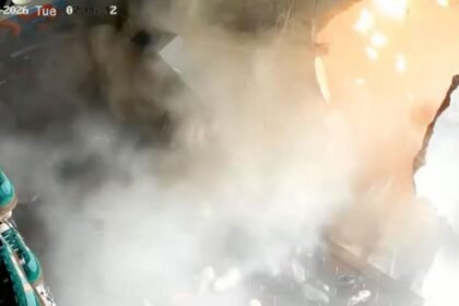 Watch: Moment Indonesian shoe shop is torn apart by explosion