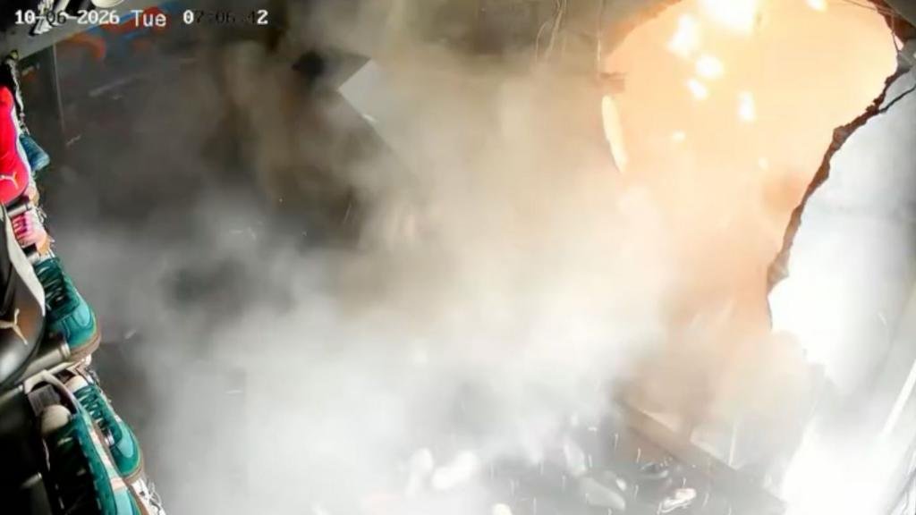 Watch: Moment Indonesian shoe shop is torn apart by explosion