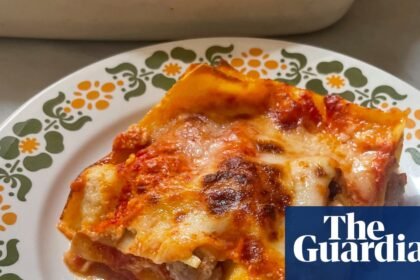Rachel Roddy’s recipe for lasagne with three cheeses, tomato and tiny meatballs | A kitchen in Rome