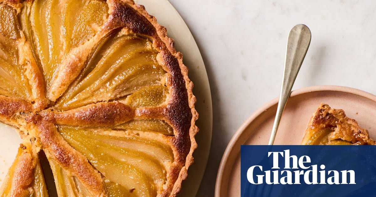 Jose Pizarro’s recipe for poached pear and almond tart with PX caramel