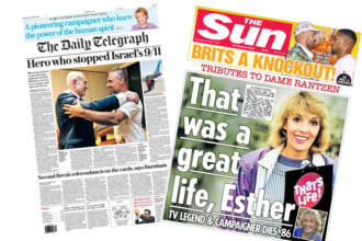 The Papers: 'Israel's 9/11 stopped' and 'That was a great life'