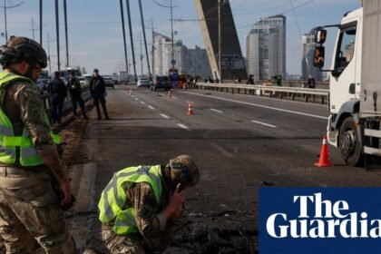 Russia strikes Kyiv bridge as German chancellor visits Ukraine in show of support