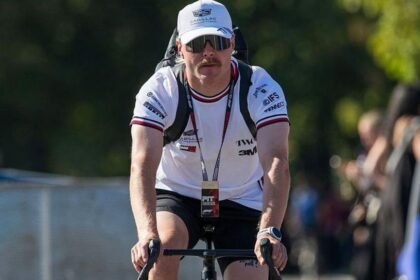 Bottas cycling from Malaysia to Singapore Grand Prix