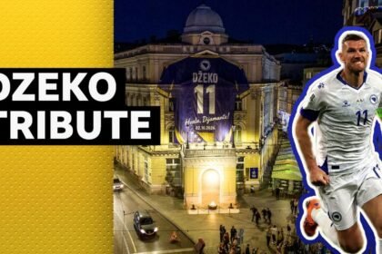 Giant Dzeko shirt unveiled in Sarajevo to mark retirement
