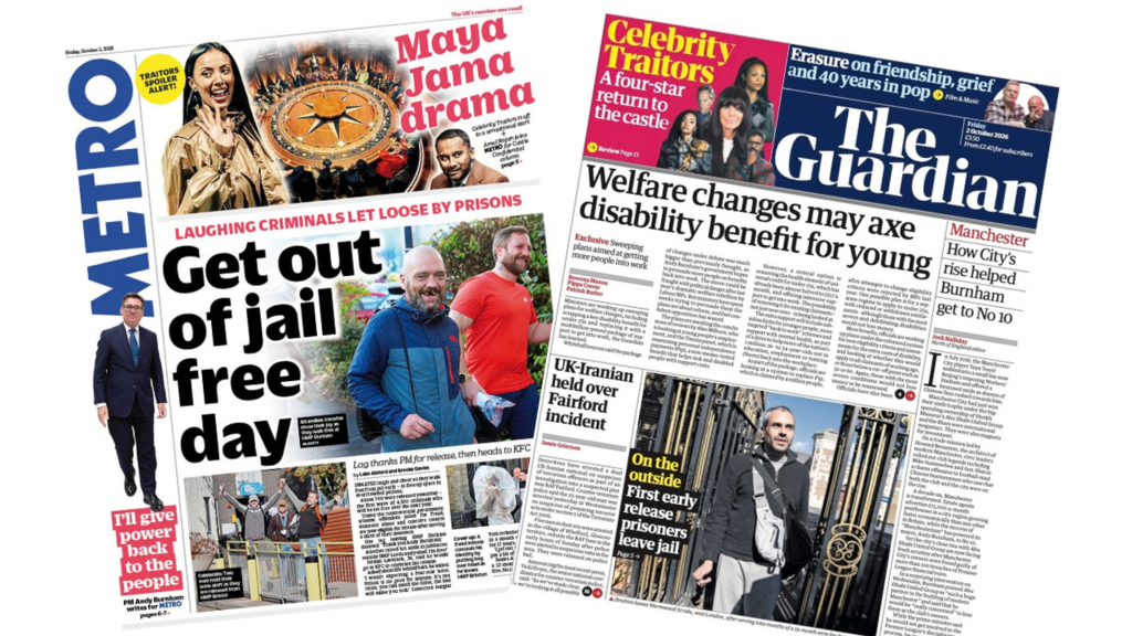 The Papers: 'Laughing criminals let loose' and 'Return to the castle'