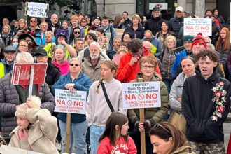 Hundreds protest over data centre plans