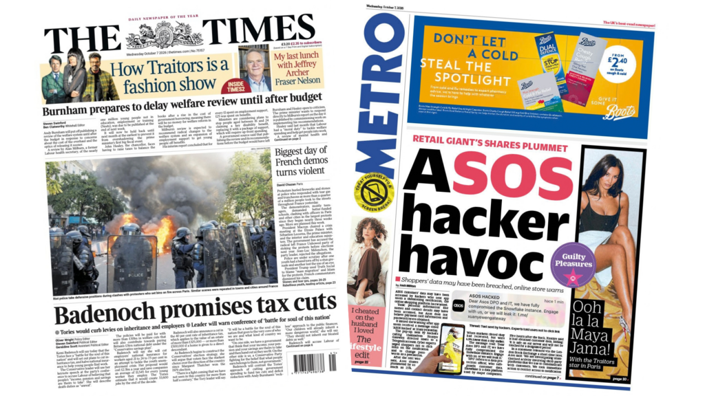 The Papers: 'Badenoch promises tax cuts' and 'Asos hacker havoc'