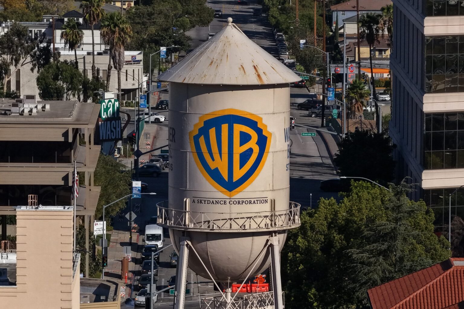 Warner Bros. Water Tower Repainted to Add ‘A Skydance Corporation’ After Merger Closes