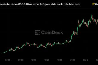 Bitcoin zooms toward $87,000, nearly setting an eight-month high, then reverses