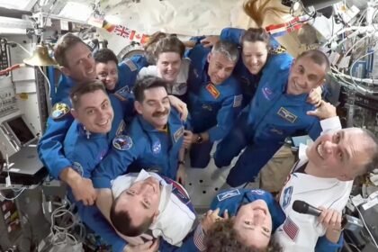 Space station crew returns home after eight-month mission
