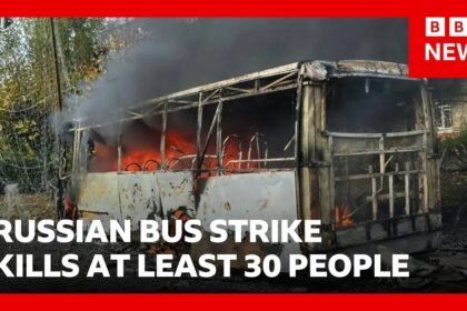 Russian strike on buses kills at least 30, say Ukrainian officials | BBC News