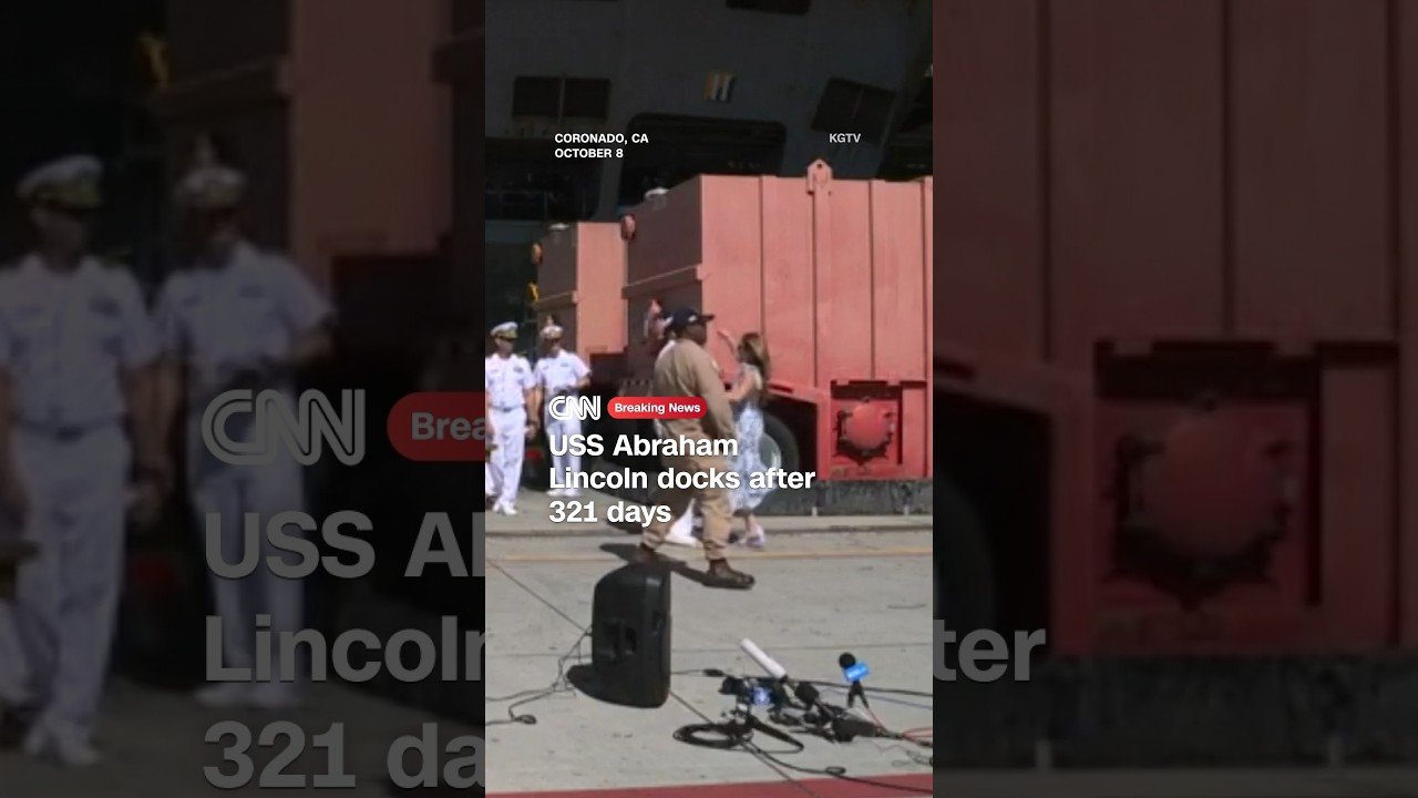 USS Abraham Lincoln docks after 321 days