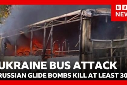 At least 30 dead in Russian glide bomb attacks on buses in Ukraine | BBC News