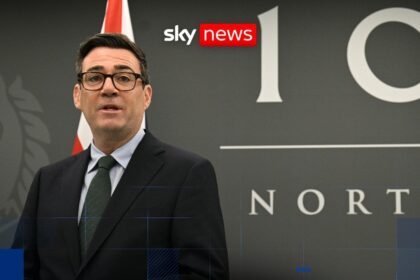 Andy Burnham delivers speech in Manchester