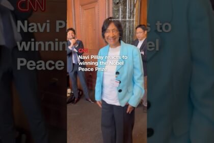 Navi Pillay reacts to winning the Nobel Peace Prize