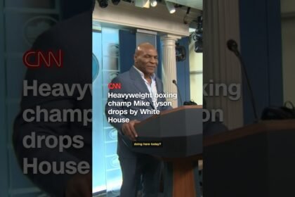 Heavyweight boxing champ Mike Tyson drops by White House