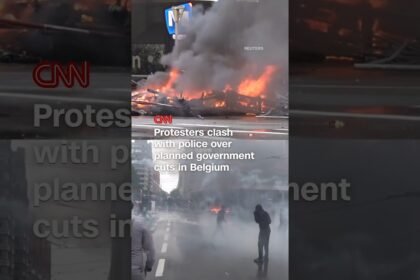Protesters clash with police over planned government cuts in Belgium