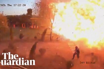 Man narrowly escapes drone strike on playground in Kyiv