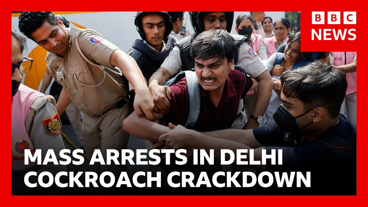 Cockroach protest leaders among hundreds detained in Delhi crackdown | BBC News