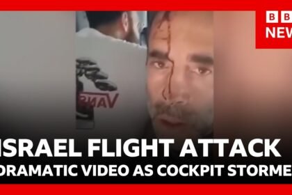 Israel flight attack: dramatic video of passengers tackling pilot “trying to crash plane” | BBC News